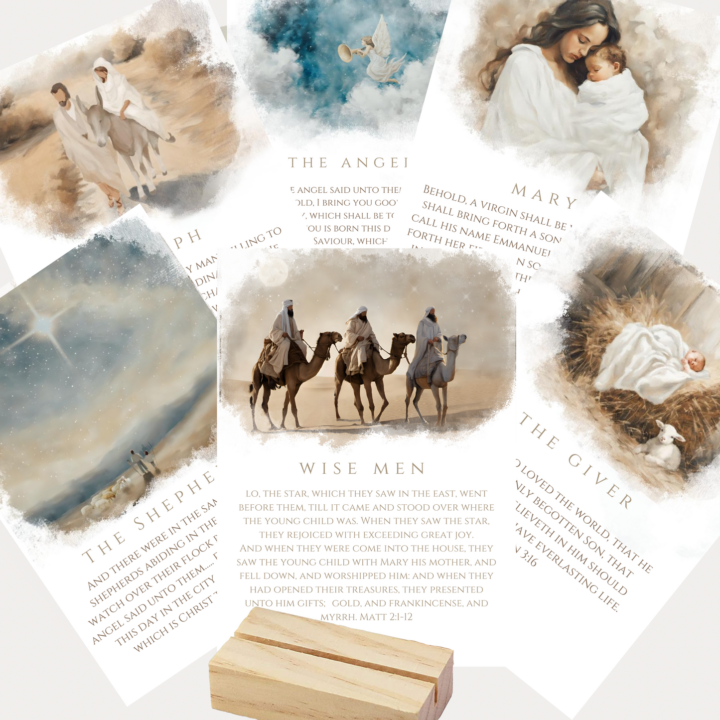 Nativity Scene Cards & Wood Block