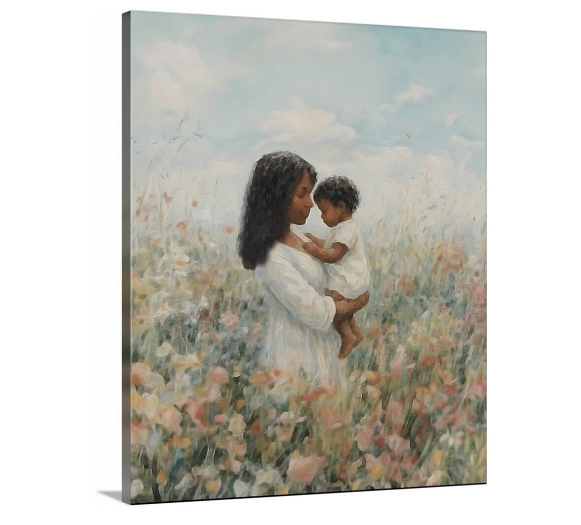 Mommy and Me, Black Hair - Canvas