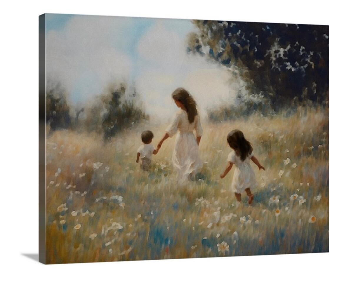 Mommy and Me, 2 Black Hair - Canvas