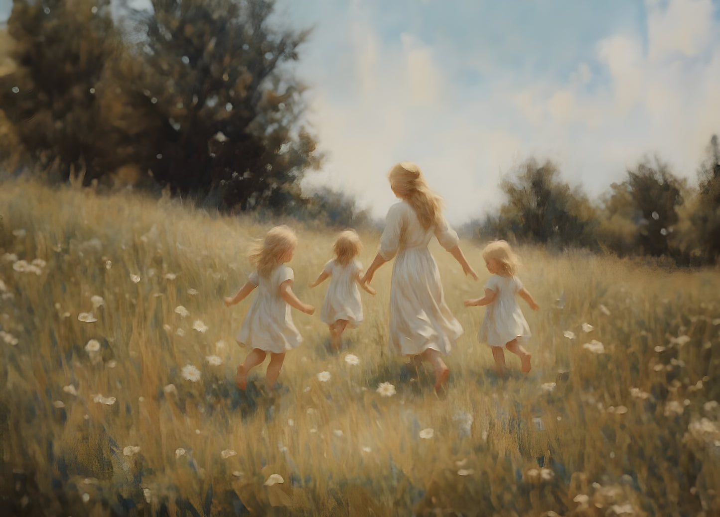 Mommy and Me, 3 Blonde Girls - Print