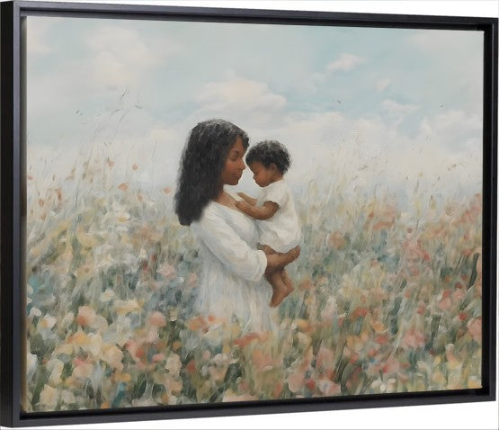 Mommy and Me, Black Hair - Canvas