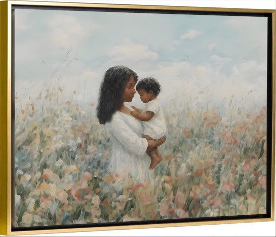 Mommy and Me, Black Hair - Canvas