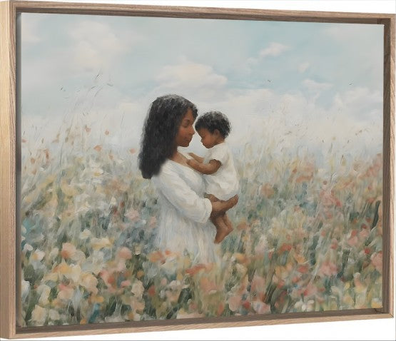 Mommy and Me, Black Hair - Canvas