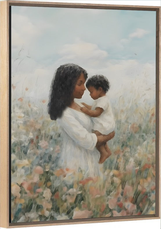 Mommy and Me, Black Hair - Canvas
