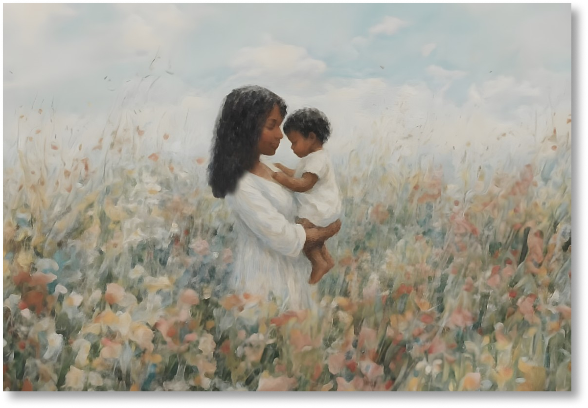 Mommy and Me, Black Hair - Print