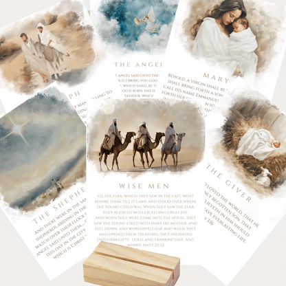 Nativity Scene Cards & Wood Block