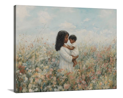Mommy and Me, Black Hair - Canvas