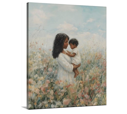Mommy and Me, Black Hair - Canvas