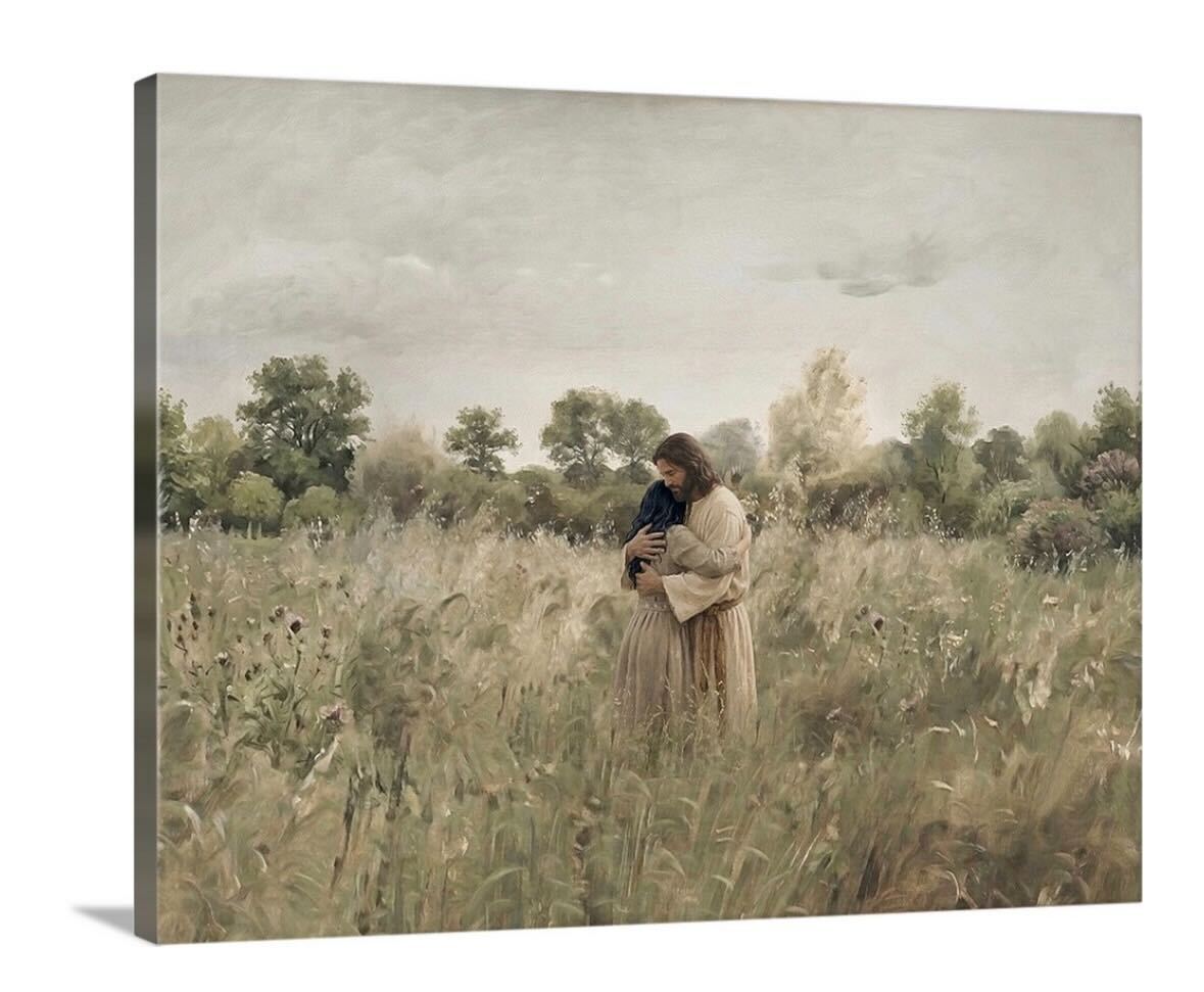 His Embrace - Black Hair Girl - Canvas
