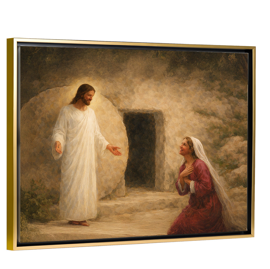 At The Tomb - Gold Framed Canvas