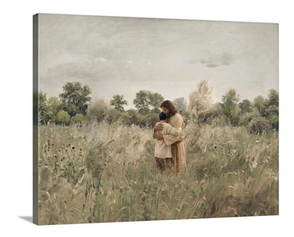 His Embrace - Black Hair Boy - Canvas