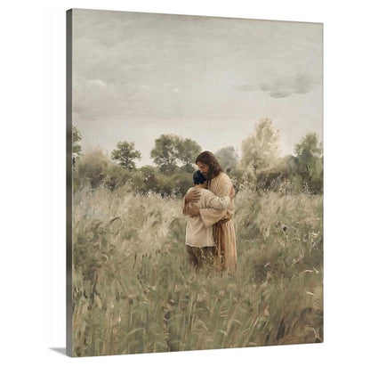 His Embrace - Black Hair Boy - Canvas