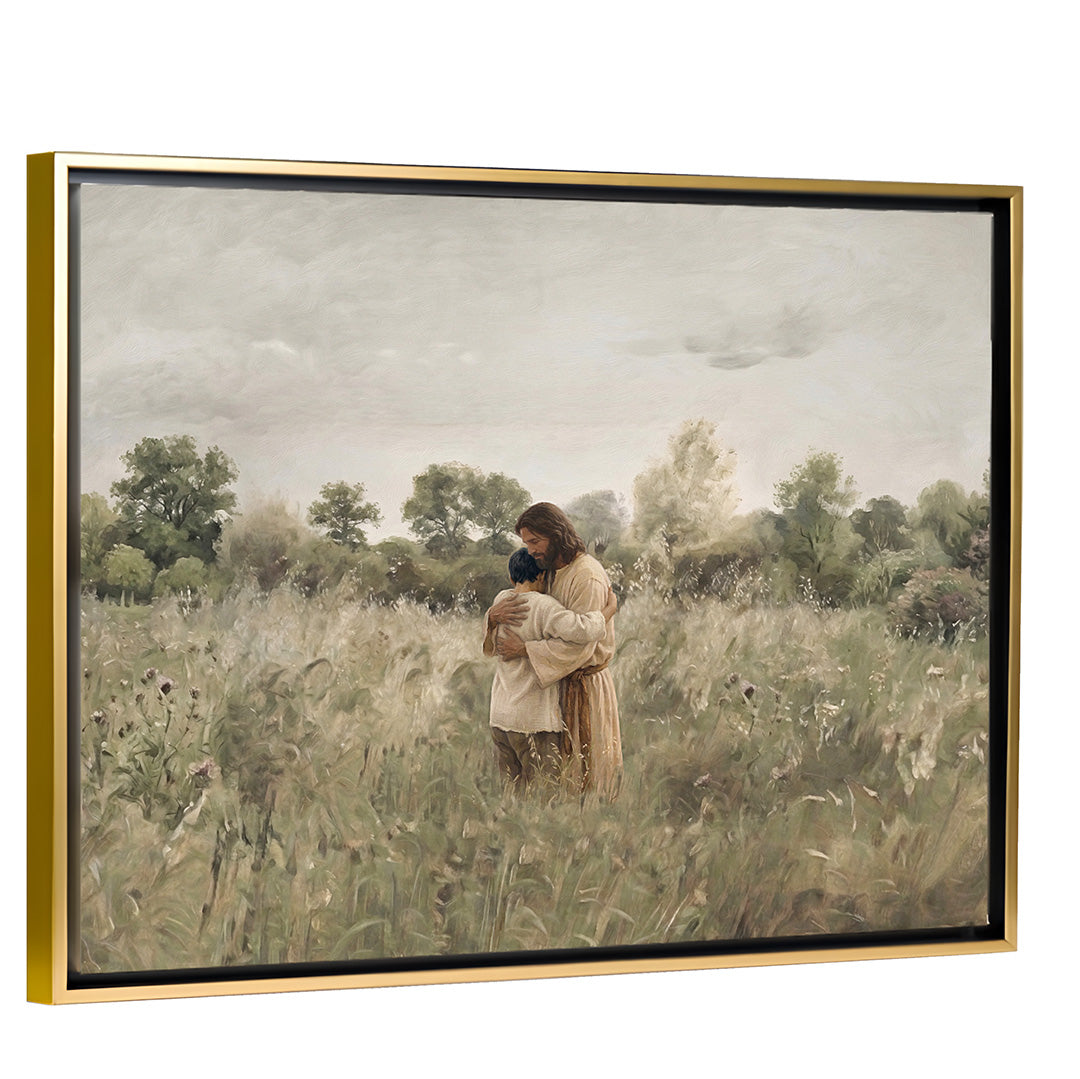 His Embrace - Black Hair Boy - Canvas