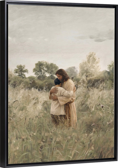 His Embrace - Black Hair Boy - Canvas