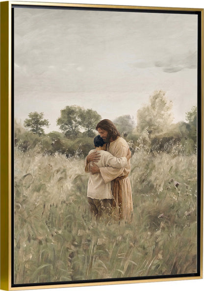 His Embrace - Black Hair Boy - Canvas