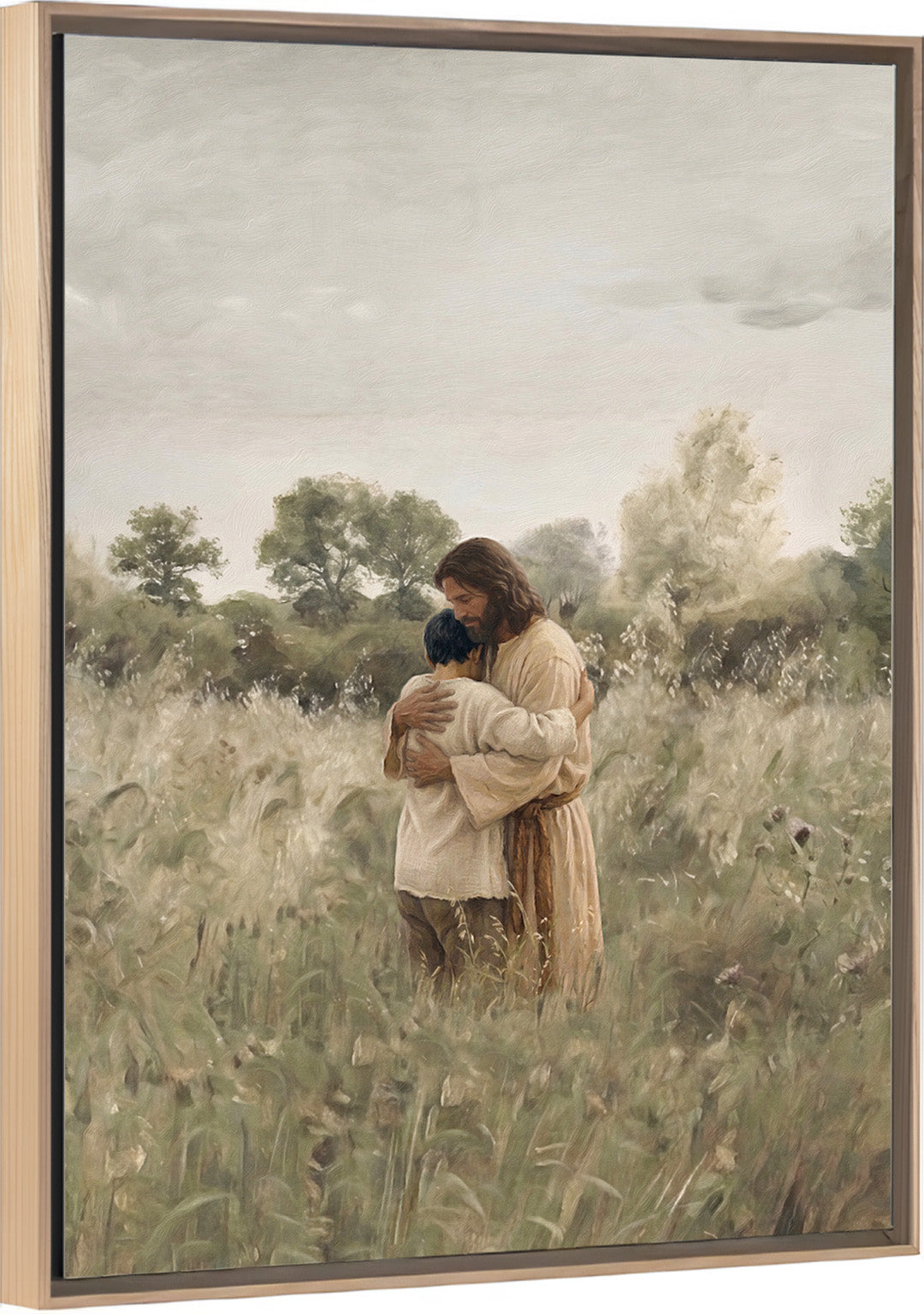 His Embrace - Black Hair Boy - Canvas