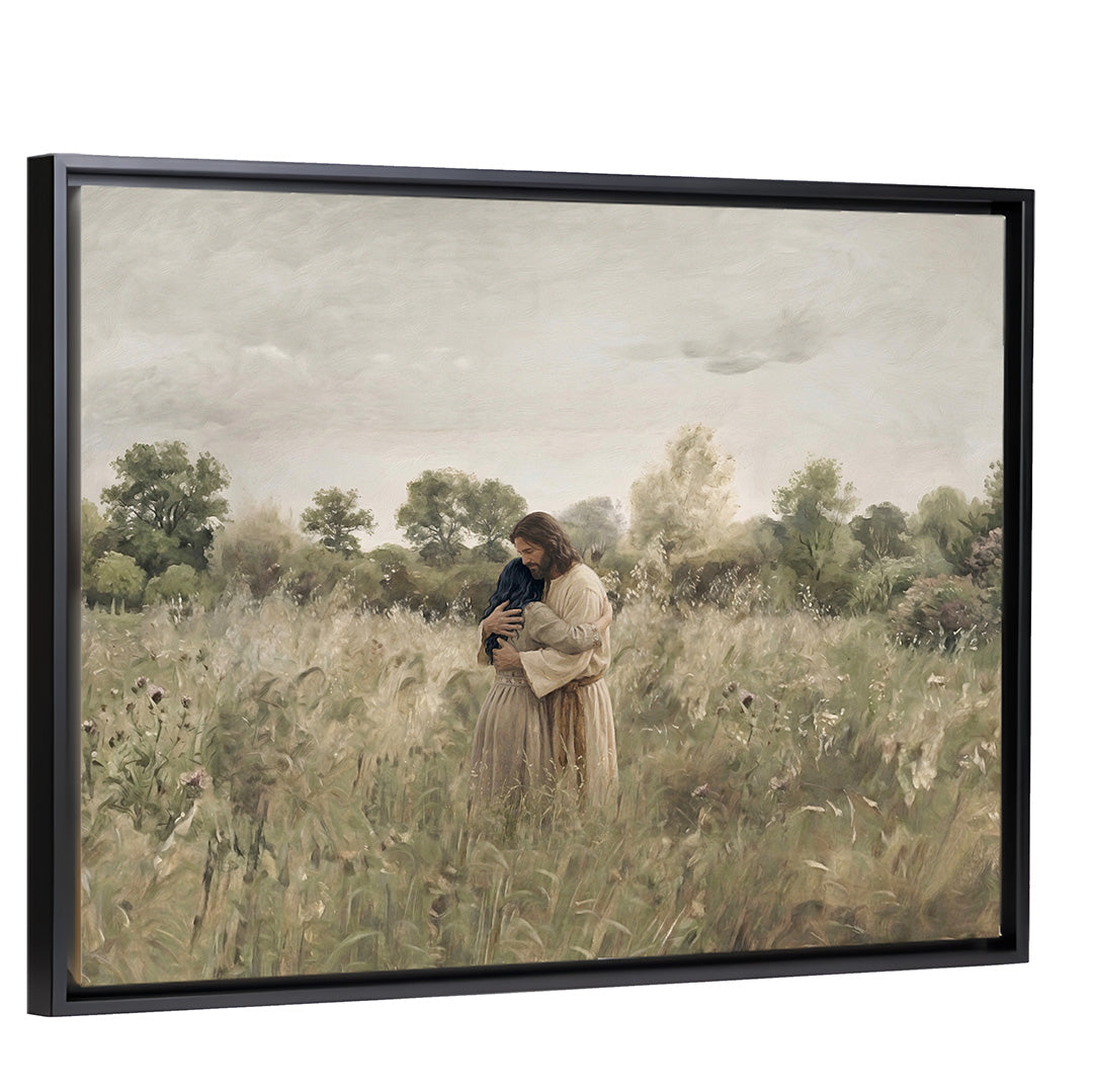 His Embrace - Black Hair Girl - Canvas