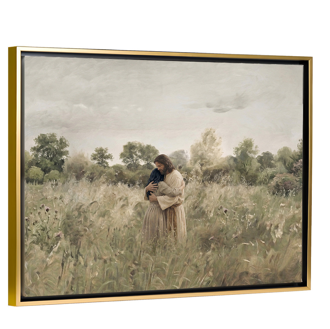 His Embrace - Black Hair Girl - Canvas