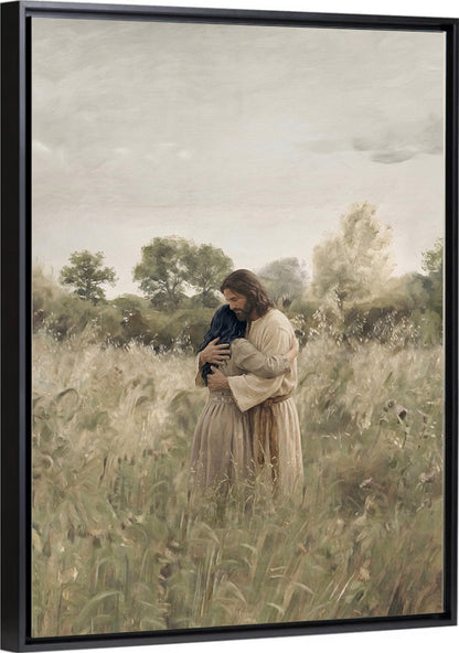 His Embrace - Black Hair Girl - Canvas