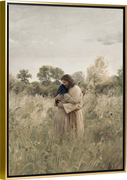 His Embrace - Black Hair Girl - Canvas