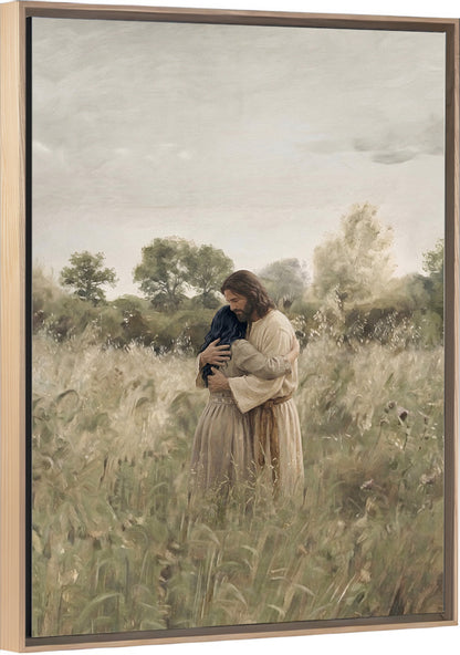 His Embrace - Black Hair Girl - Canvas