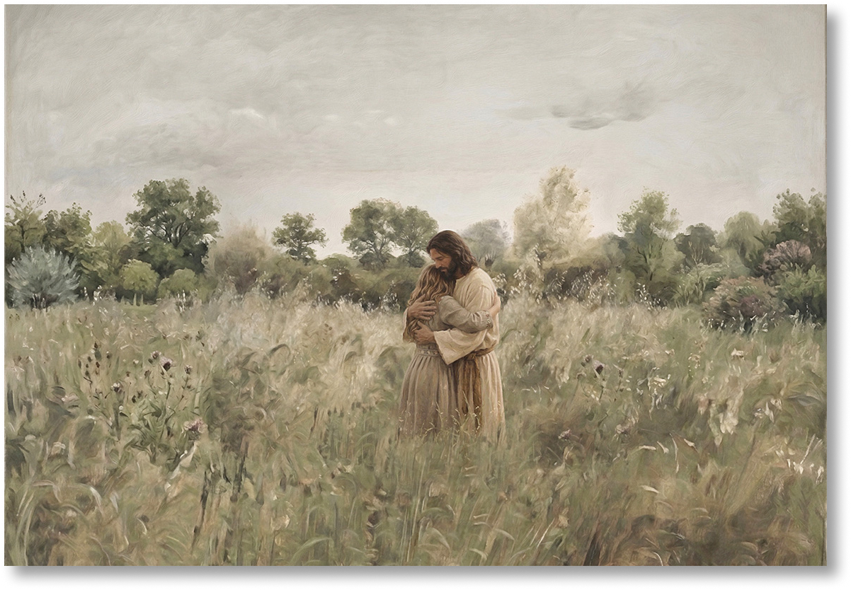 His Embrace - Brown Hair Girl - Print