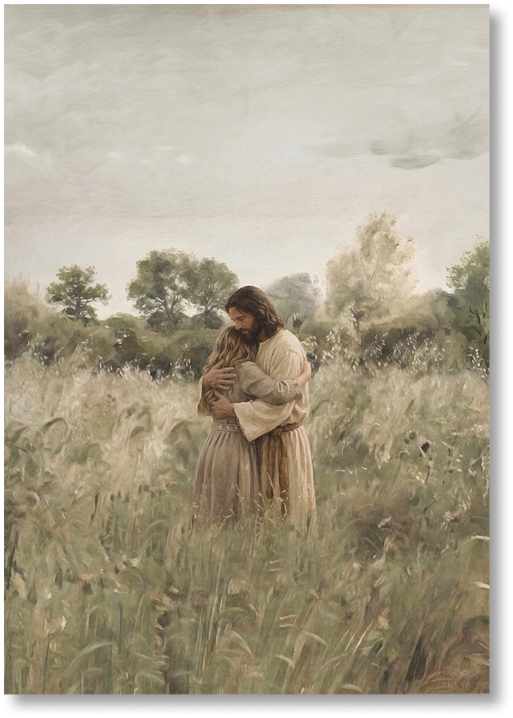 His Embrace - Brown Hair Girl - Print