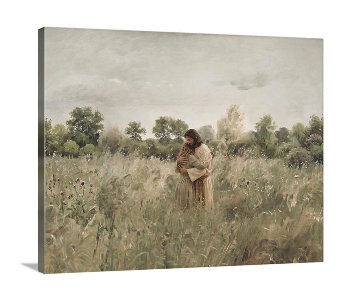 His Embrace - Brown Hair Girl - Canvas