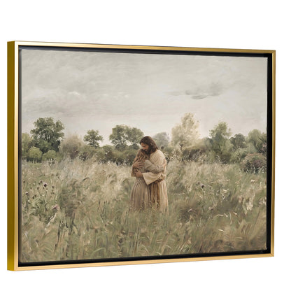 His Embrace - Brown Hair Girl - Canvas