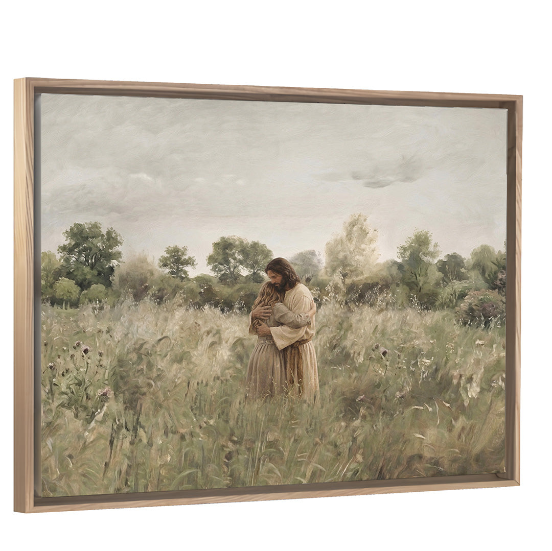 His Embrace - Brown Hair Girl - Canvas
