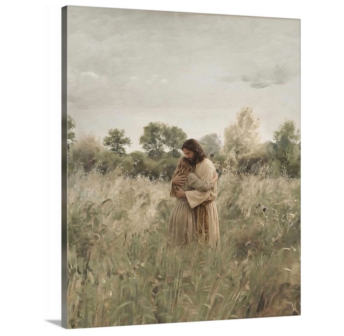 His Embrace - Brown Hair Girl - Canvas