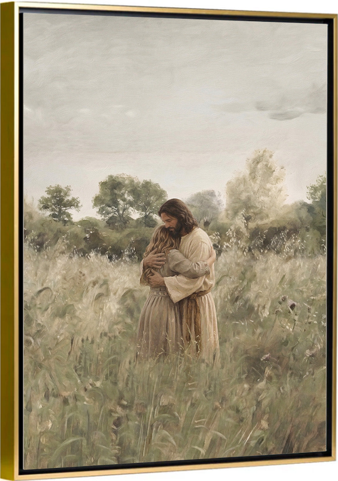 His Embrace - Brown Hair Girl - Canvas