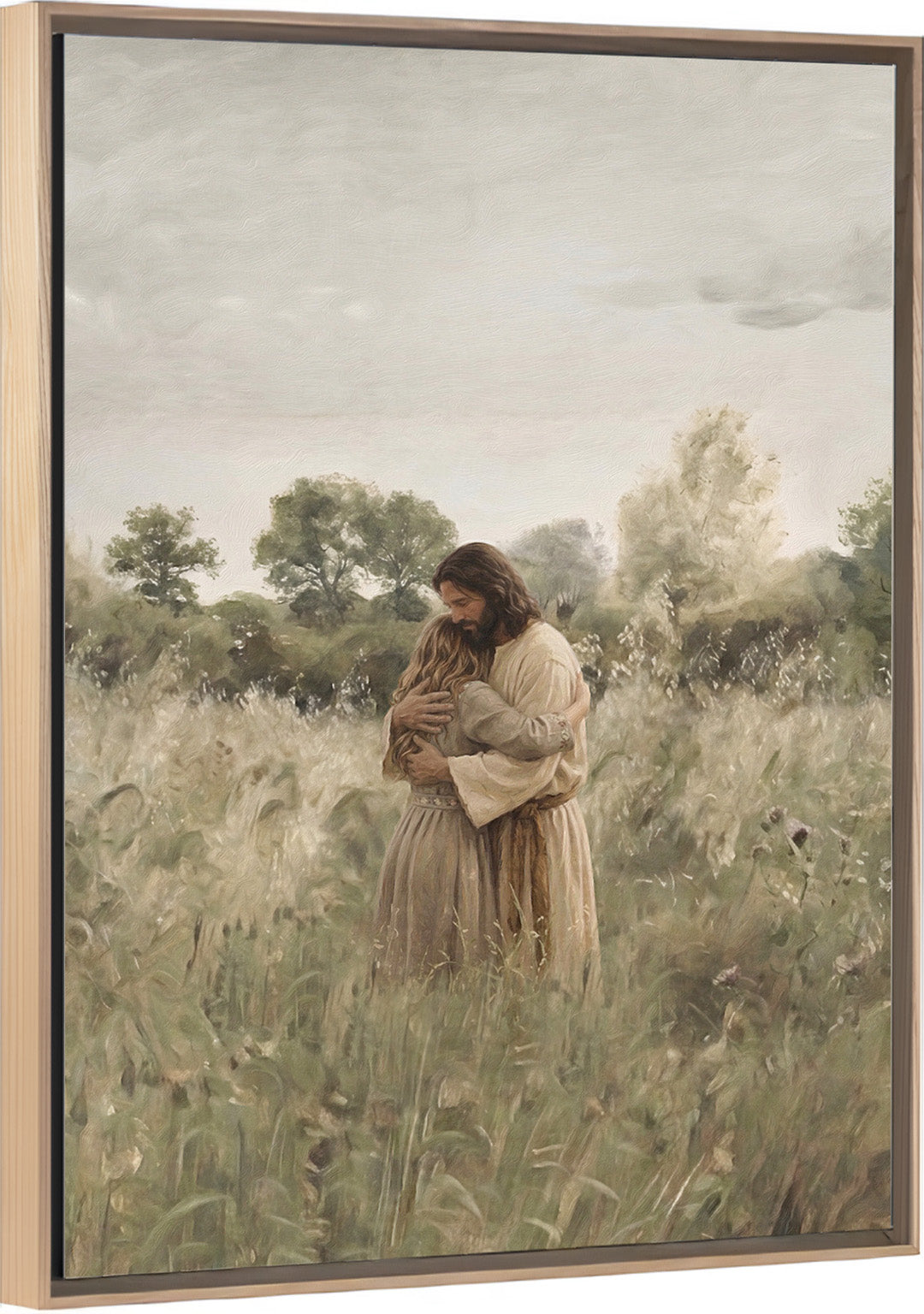 His Embrace - Brown Hair Girl - Canvas