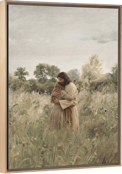 His Embrace - Brown Hair Girl - Canvas