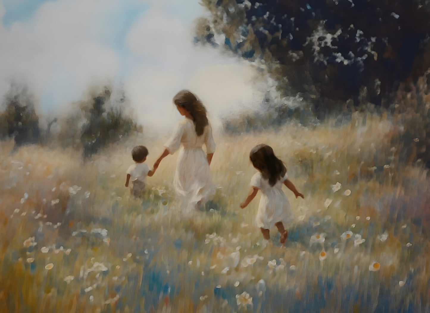 Mommy and Me, 2 Black Hair - Canvas