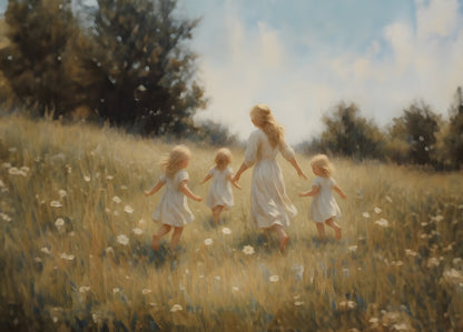 Mommy and Me, 3 Blonde Girls - Print