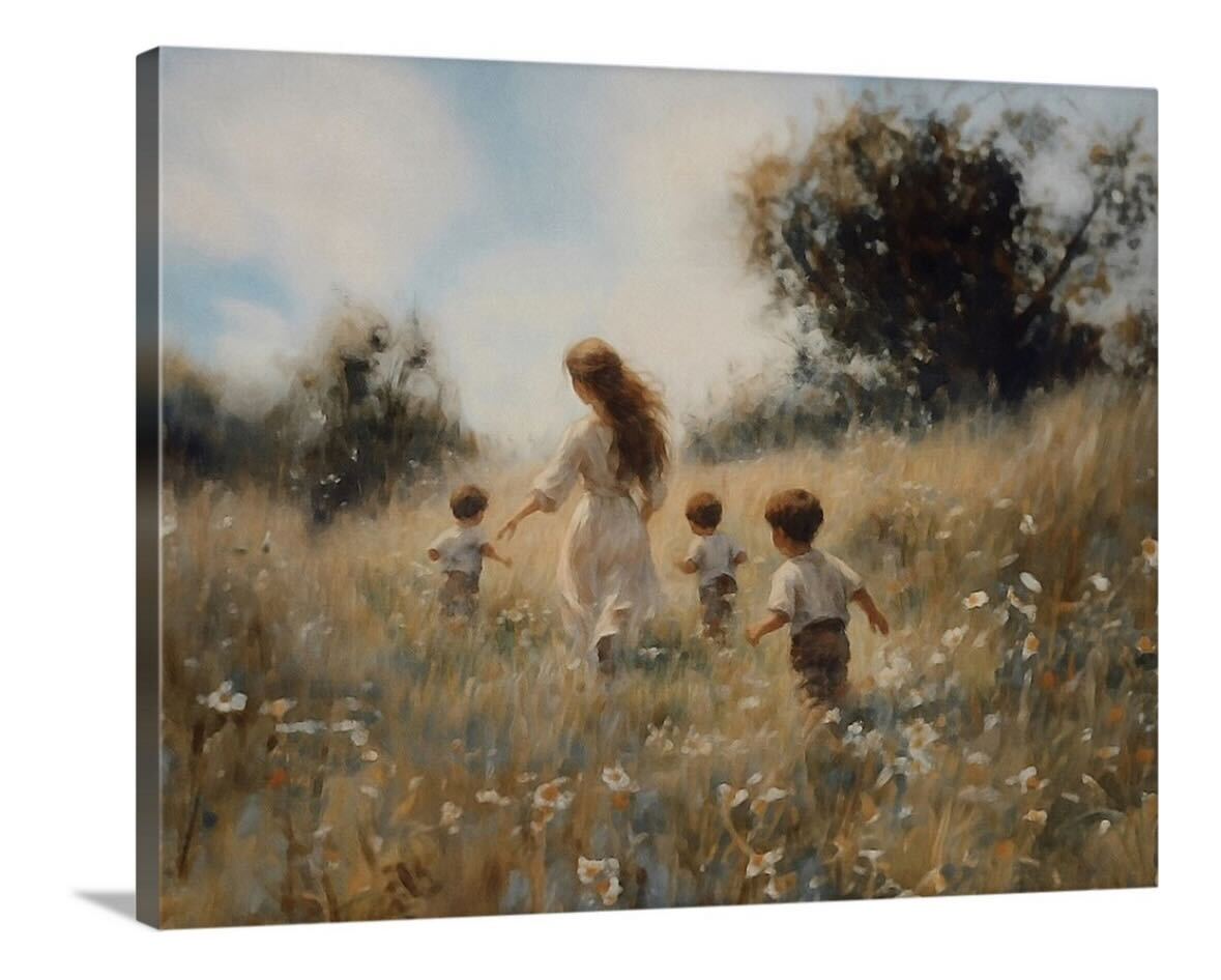 Mommy and Me, 3 Brunettes - Canvas