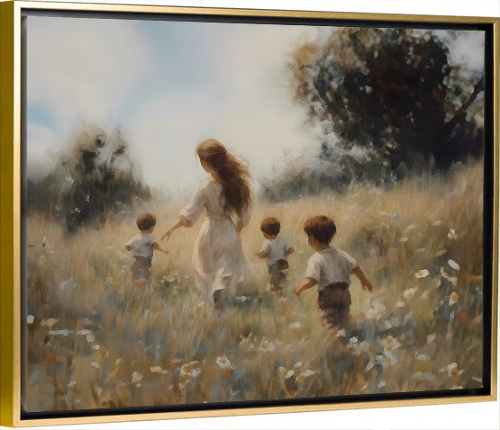 Mommy and Me, 3 Brunettes - Canvas