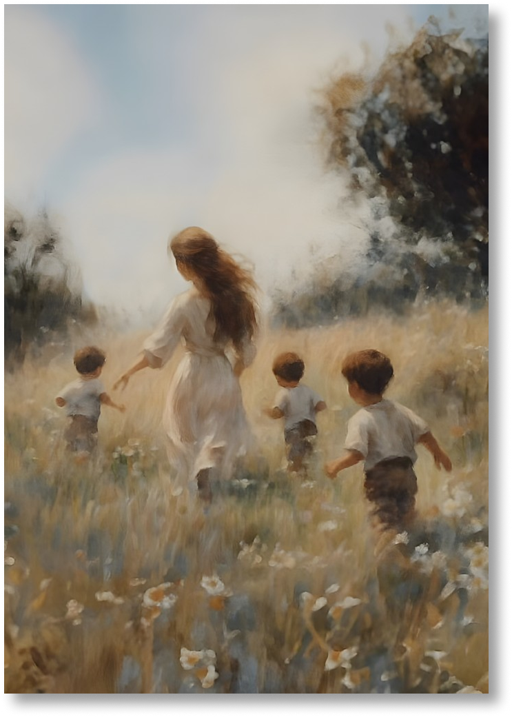 Mommy and Me, 3 Brunettes - Print