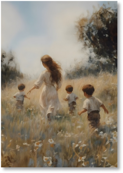 Mommy and Me, 3 Brunettes - Print