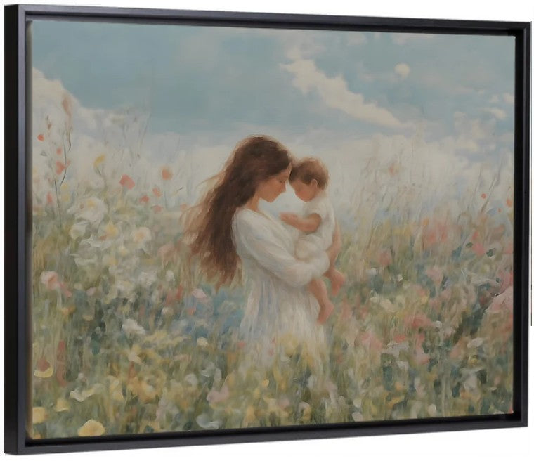 Mommy and Me, Brunette Hair - Canvas