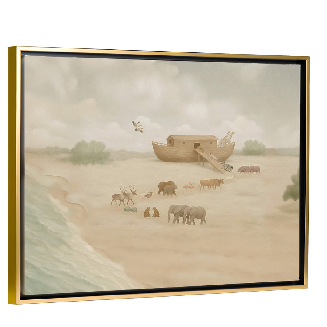 Noah's Ark Canvas with Gold Frame
