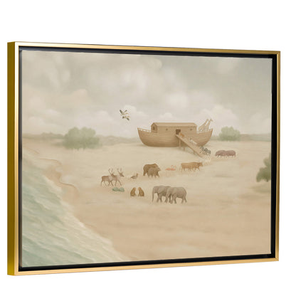 Noah's Ark Canvas with Gold Frame