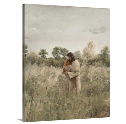 His Embrace - Red Hair Girl - Canvas