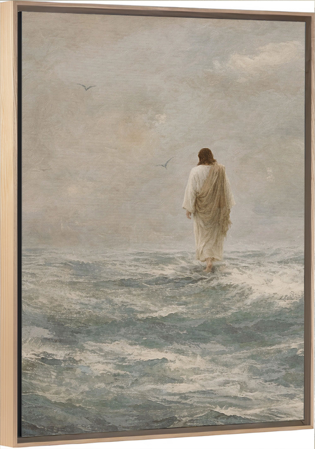 Safe with Him - Vertical Light Wood Framed Canvas